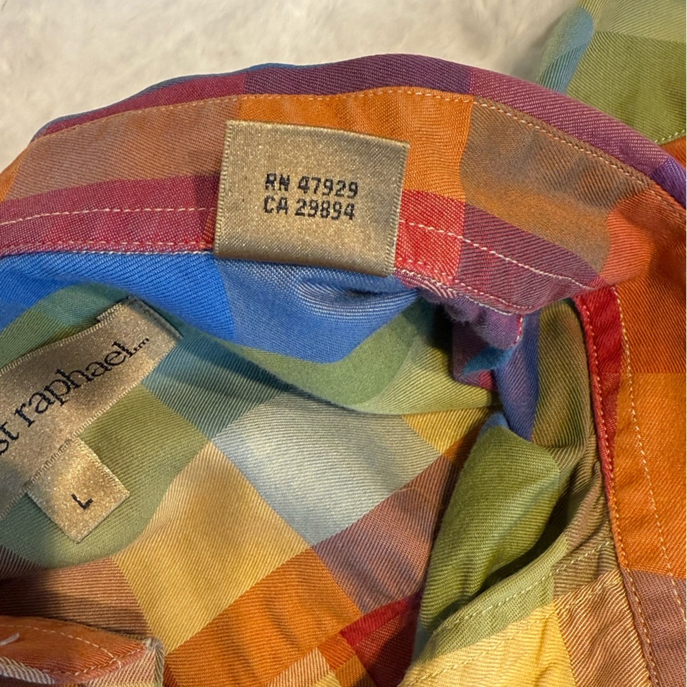 Tricots St Raphael size large multicolored checked button down - Picture 4 of 6
